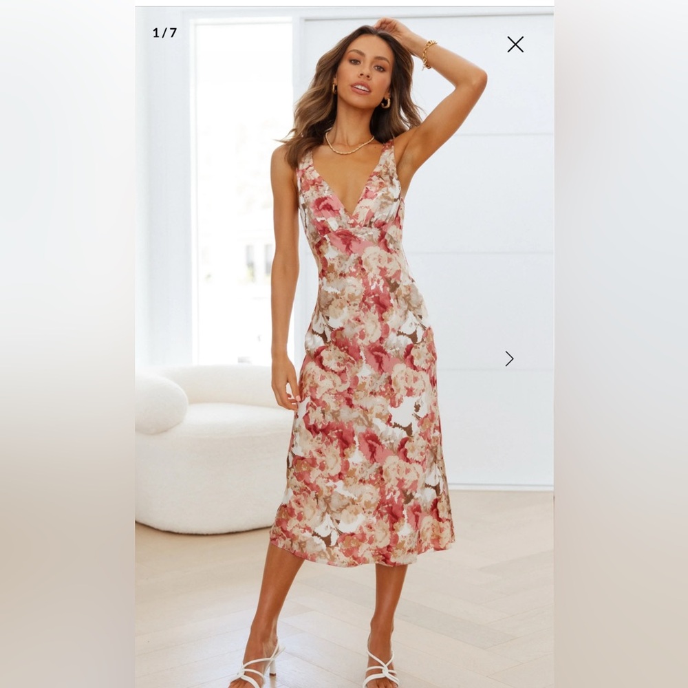 Floral V-Neck Midi Dress